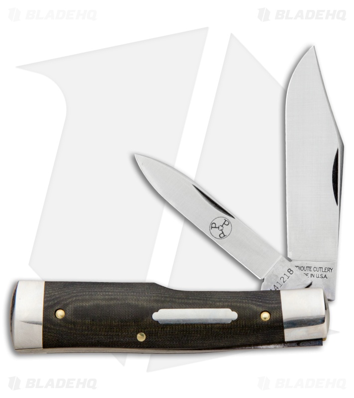 GEC #44 Tidoute Gunstock Buffalo Jack Pocket Knife 3.3" OD Green Linen Micarta 