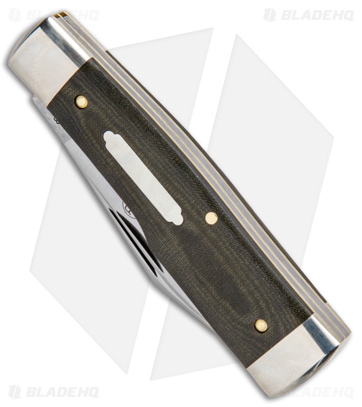 GEC #44 Tidoute Gunstock Buffalo Jack Pocket Knife 3.3" OD Green Linen Micarta 