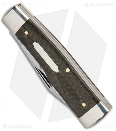 GEC #44 Tidoute Gunstock Buffalo Jack Pocket Knife 3.3" OD Green Linen Micarta 