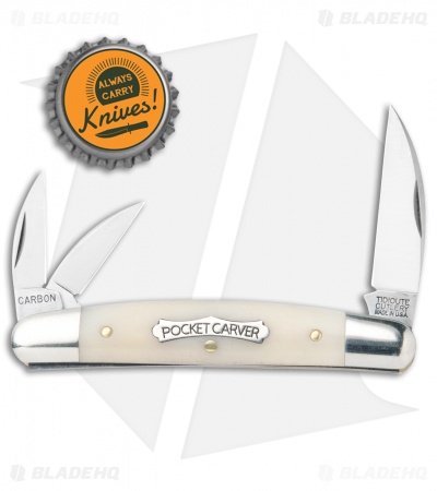 GEC #62 Tidioute Cutlery Pocket Carver Smooth White Bone - Blade HQ