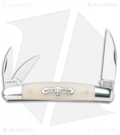 GEC #62 Tidioute Cutlery Pocket Carver Smooth White Bone - Blade HQ