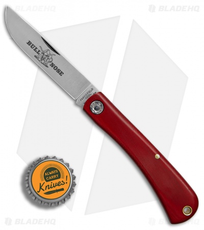 GEC #71 Farm & Field Bull Nose Slip Joint Red Linen Micarta (3.1" Satin) 715118