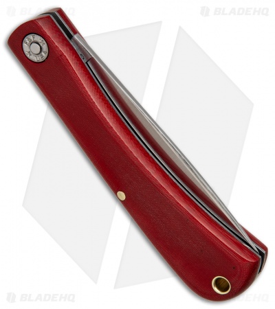 GEC #71 Farm & Field Bull Nose Slip Joint Red Linen Micarta (3.1" Satin) 715118