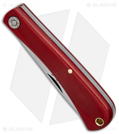 GEC #71 Farm & Field Bull Nose Slip Joint Red Linen Micarta (3.1" Satin) 715118