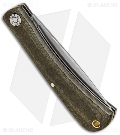 GEC #71 Farm & Field Bull Nose Slip Joint OD Green Micarta (3.1" Satin) 715118