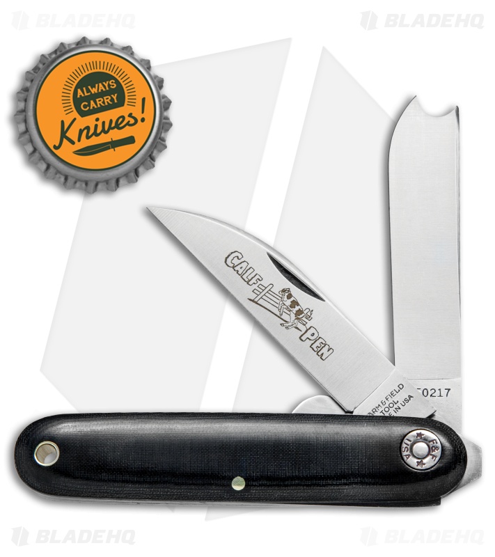 GEC #35 Farm & Field Calf Pen Pocket Knife 3.6" Black Micarta 350217