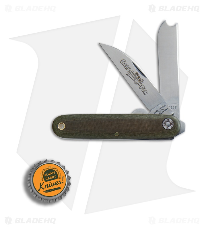 GEC #35 Farm & Field Calf Pen Pocket Knife 3.6" OD Green Micarta 350217