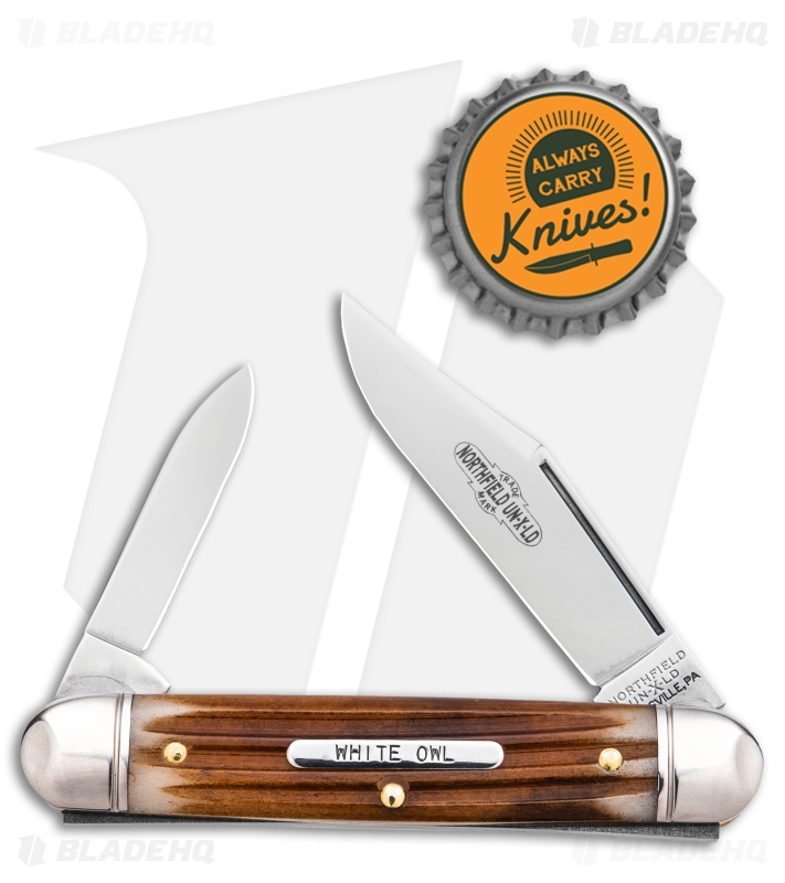 GEC Northfield UN-X-LD Cutlery White Owl 3.25" Pocket Knife Cowhide Jigged Bone