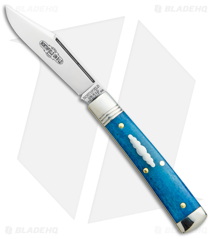 GEC Northfield UN-X-LD Knife | Blue Camel Bone | Clip Point - Blade HQ