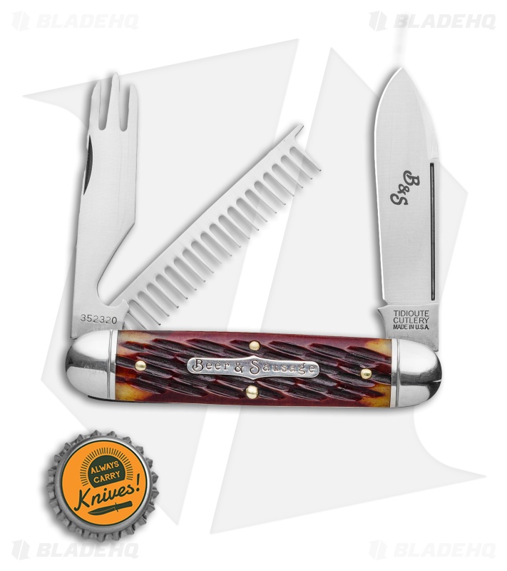 GEC Beer & Sausage - Pocket Knife | Autumn Leaf Jigged Bone | Blade HQ