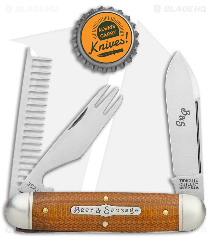 GEC Beer & Sausage - Pocket Knife | Natural Micarta | Blade HQ