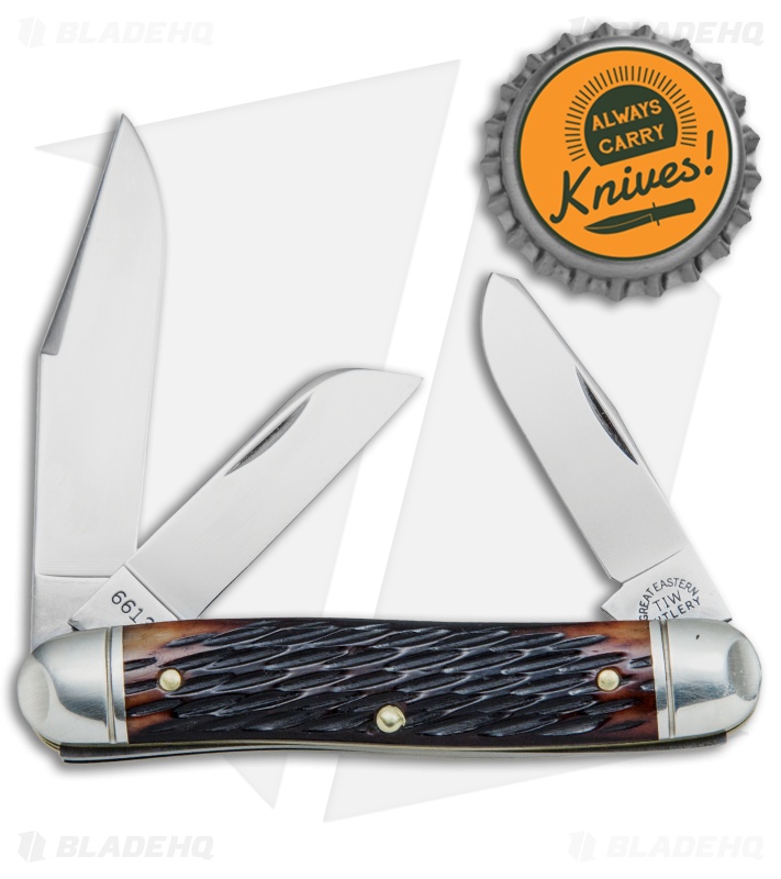 GEC #66 Northfield UN-X-LD Calf Roper Pocket Knife 3.3" Hemlock Jig Bone 661317