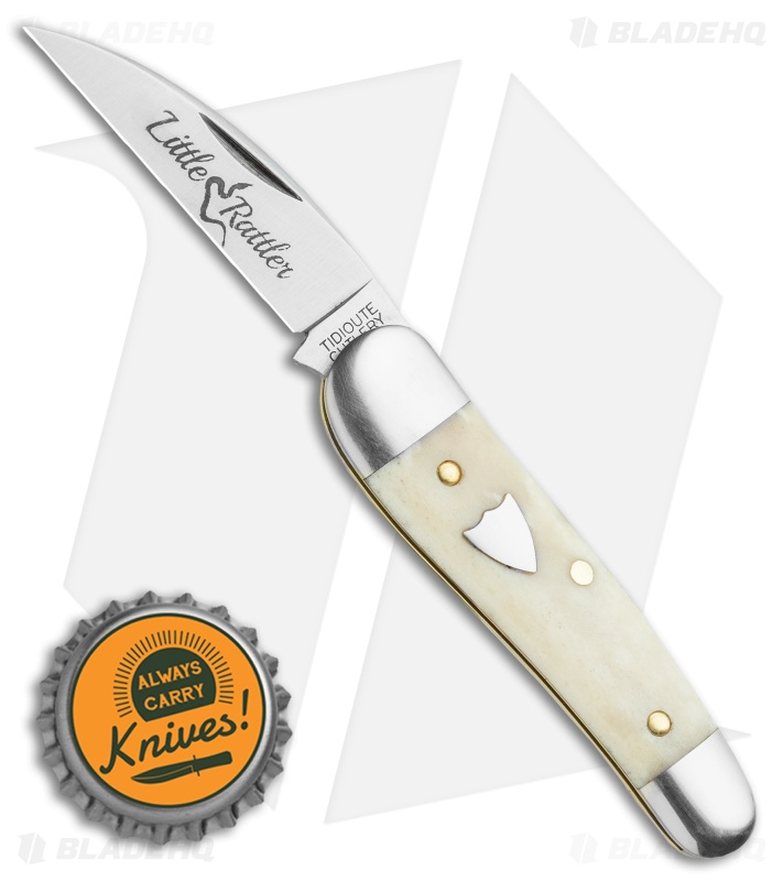 GEC Tidioute Cutlery Little Rattler Traditional Pocket Knife Smooth White Bone 