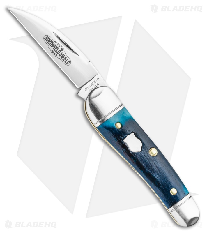 GEC Northfield UN-X-LD  Little Rattler Knife Blue Teal Natural Bone (2" Satin) 