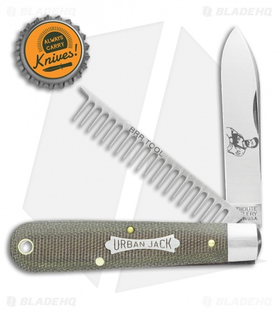 GEC #15 Tidioute Urban Jack OD Green Canvas Micarta (2.75" Satin) 152221