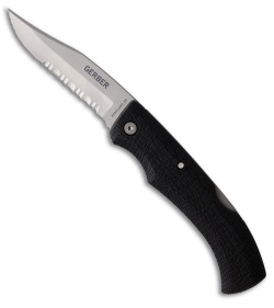 Gerber Gator-Mate Lockback Knife Black Kraton (3.1&quot; Bead Blast Serrated) | 187666