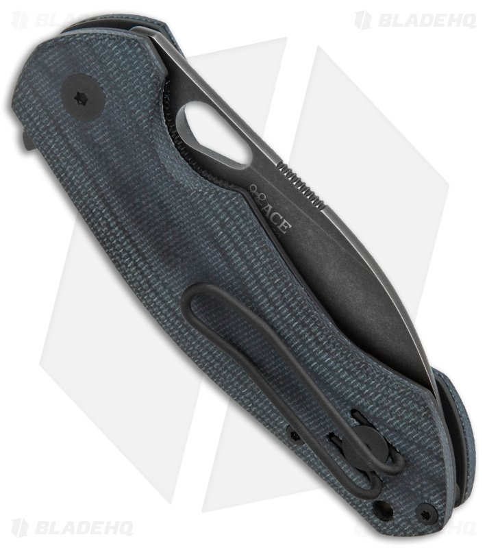 GiantMouse Vox/Anso ACE Biblio Flipper Knife Black Micarta Exclusive (2.9" BW)