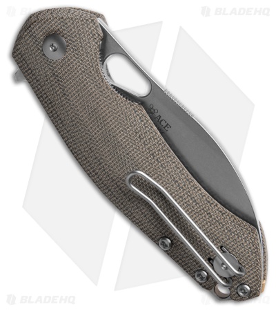 GiantMouse Vox/Anso ACE Biblio XL Liner Lock Knife Green Micarta (3.25" Satin)