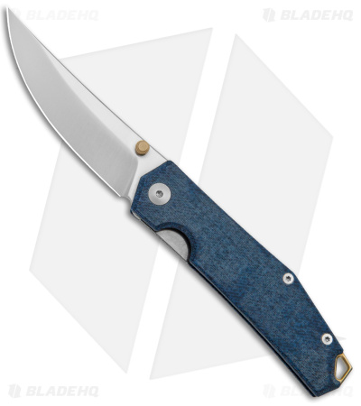 GiantMouse Vox/Anso ACE Clyde Liner Lock Knife Denim Micarta/Brass (3" Satin)