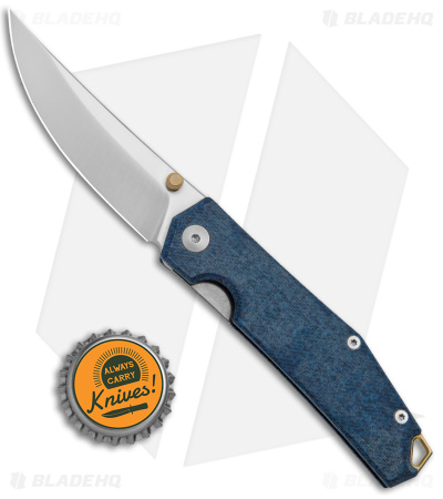 GiantMouse Vox/Anso ACE Clyde Liner Lock Knife Denim Micarta/Brass (3" Satin)