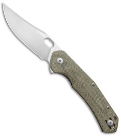 GiantMouse ACE Jutland Liner Lock Knife Green Canvas Micarta (3.3" Satin ELMAX)