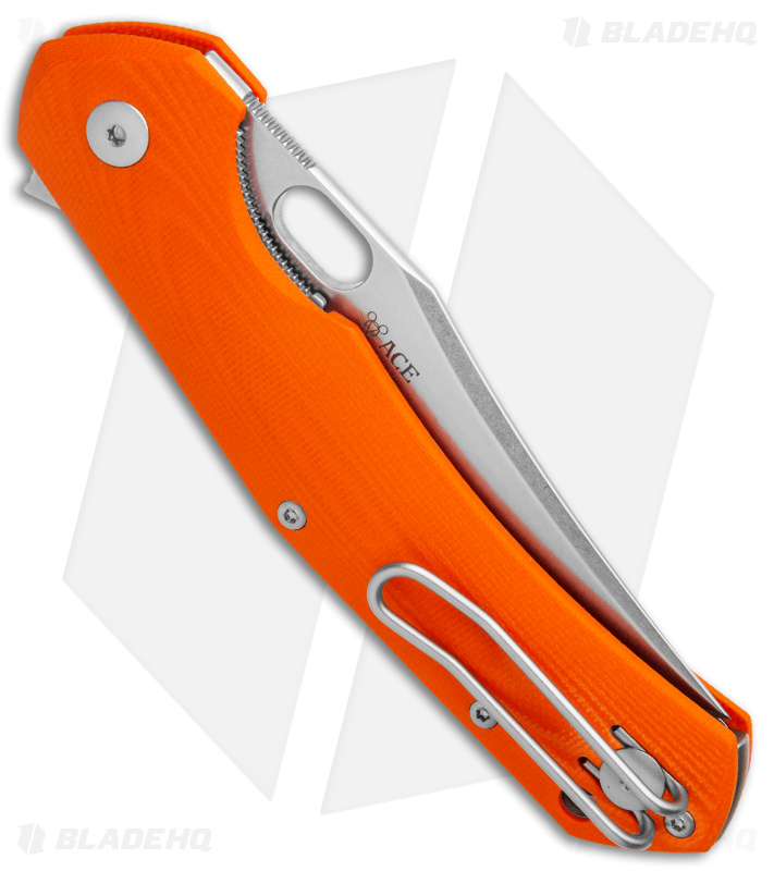 GiantMouse ACE Jutland Liner Lock Knife Orange G-10 (3.3" Stonewash ELMAX)
