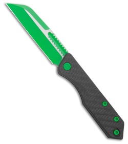 Heretic Jinn Slip Joint Knife MagnaCut Carbon Fiber w/ Green (3" Toxic Green)