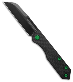 Heretic Jinn Slip Joint Knife MagnaCut Carbon Fiber w/ Green (3" Black DLC)