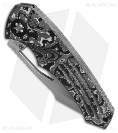 Heretic Knives Pariah Manual Button Lock Knife White Camo Carbon (3.8" SW)