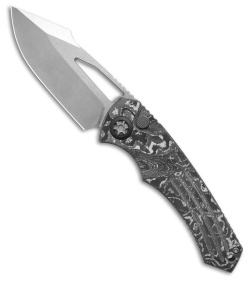 Heretic Knives Pariah Manual Button Lock Knife White Camo Carbon (3.8" SW)
