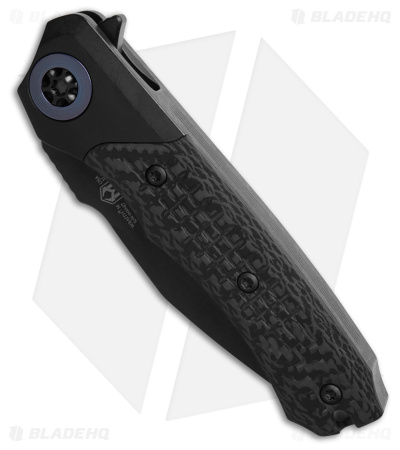 Heretic Knives Wraith V3 Drop Point Flipper Knife Integral Ti/CF  (3.8" Black)