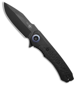 Heretic Knives Wraith V3 Drop Point Flipper Knife Integral Ti/CF  (3.8" Black)