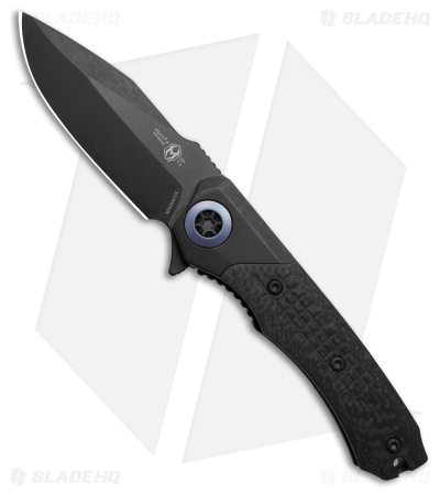 Heretic Knives Wraith V3 Drop Point Flipper Knife Integral Ti/CF  (3.8" Black)