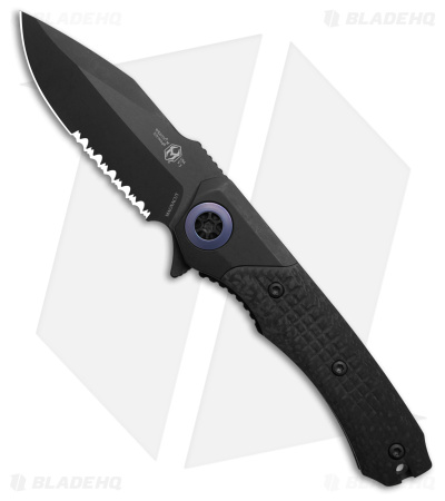 Heretic Knives Wraith V3 Drop Point Knife Integral Ti/CF  (3.8" Black Serr)