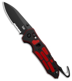 Hogue HK First Response Tool Able Lock Knife Red/Black G-10 (3.5" Black Serr)