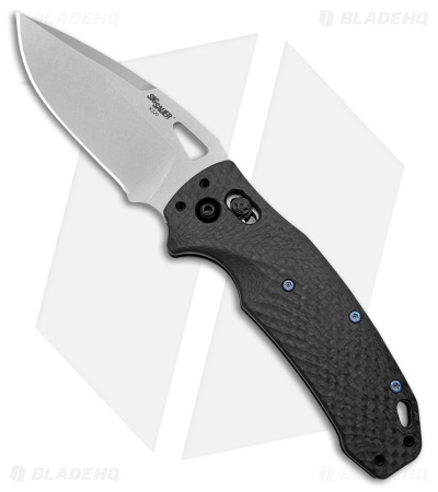 Hogue SIG K320 AXG Drop Point Manual Folding Knife Carbon Fiber (3.5" Stonewash)