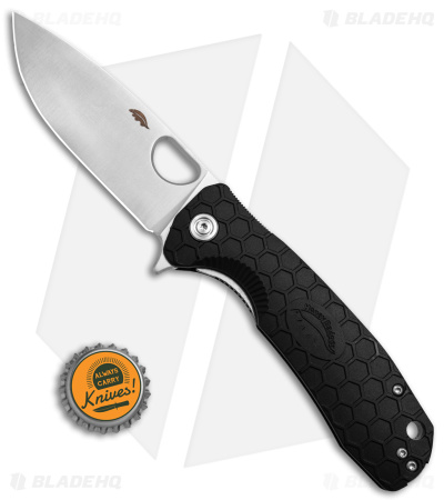 Honey Badger Knives Large Flipper Drop Point Black FRN (3.6" Satin) HB1008