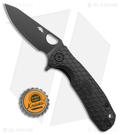 Honey Badger Knives Medium Flipper Leaf Shape Black FRN (3.25" Black DLC)