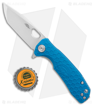 Honey Badger Knives Small Flipper Tanto Knife Blue (3" Satin)