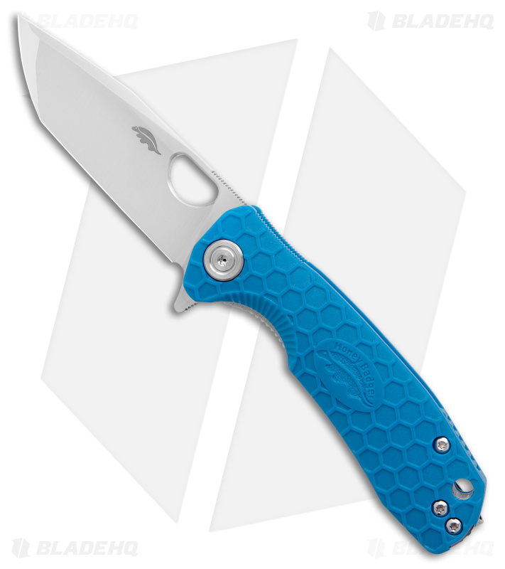 Honey Badger Knives Small Flipper Tanto Knife Blue (3" Satin)