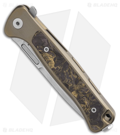 LionSteel Emmet Integral Frame Lock Knife Bronze Ti/Gold Marble CF (2.8" SW)
