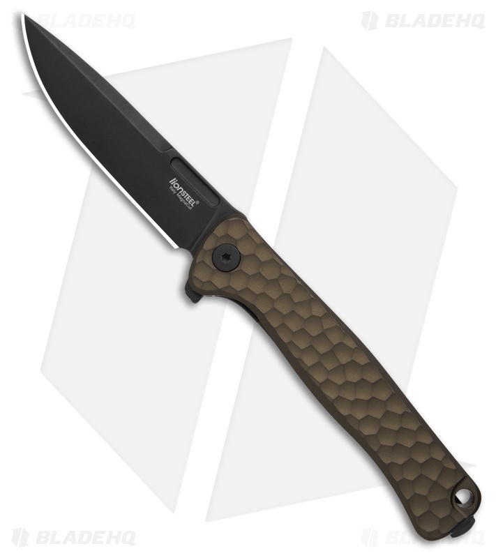 LionSteel Emmet Integral Frame Lock Knife Hammertone Earth Al (2.8" PVD SW)