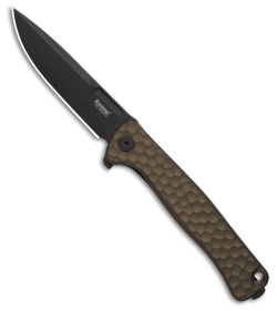 LionSteel Emmet Integral Frame Lock Knife Hammertone Earth Al (2.8" PVD SW)