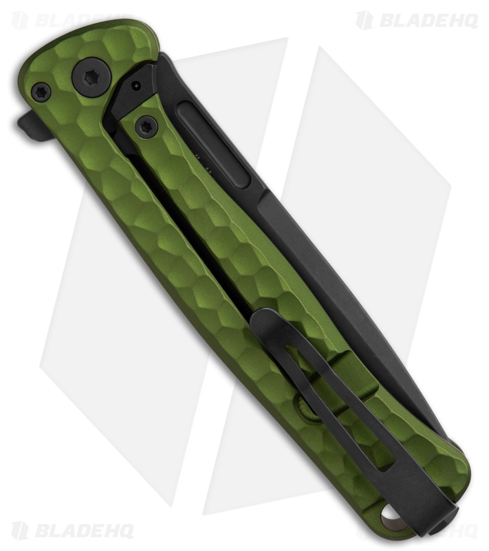LionSteel Emmet Integral Frame Lock Knife Hammertone Green Al (2.8" PVD SW)