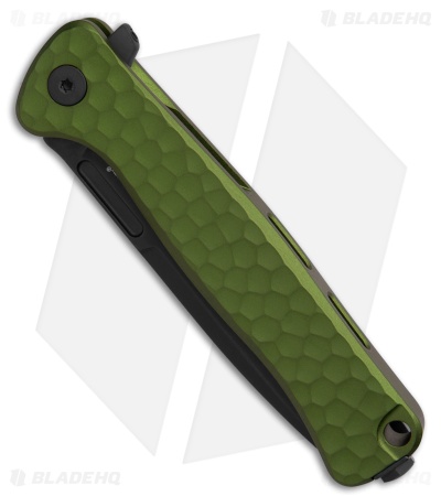 LionSteel Emmet Integral Frame Lock Knife Hammertone Green Al (2.8" PVD SW)