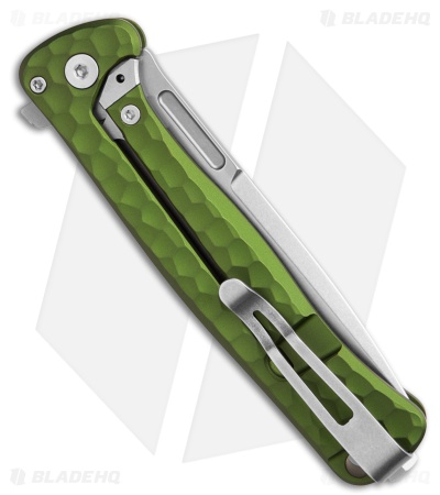 LionSteel Emmet Integral Frame Lock Knife Hammertone Green Al (2.8" SW)