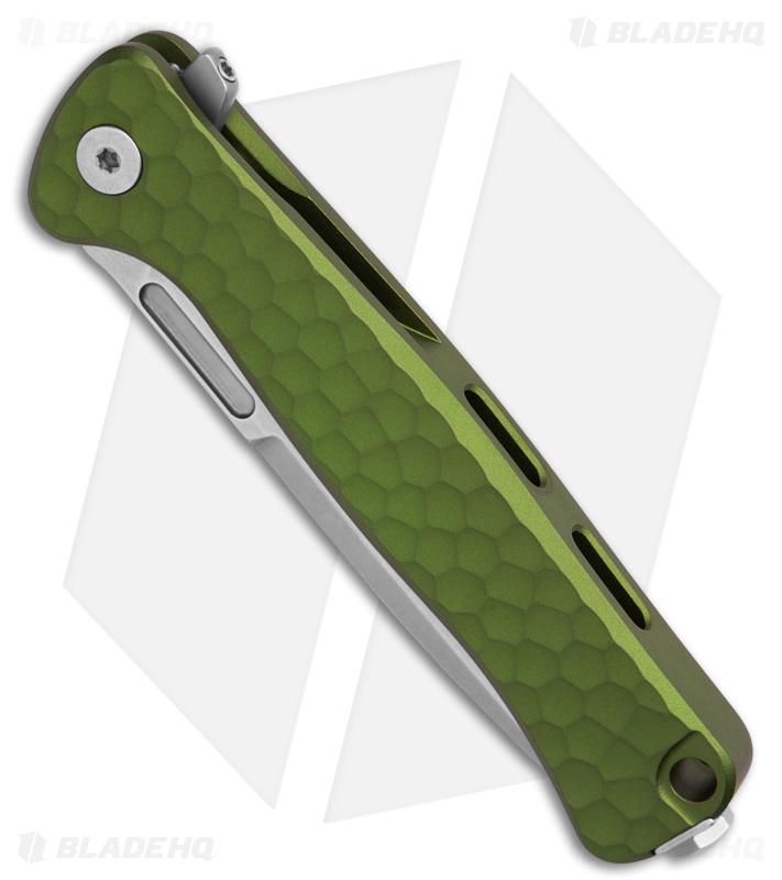 LionSteel Emmet Integral Frame Lock Knife Hammertone Green Al (2.8" SW)