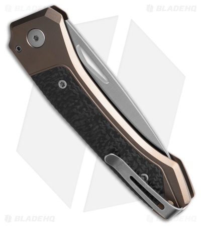 LionSteel Twain MagnaCut Button Lock Knife Bronze/Carbon Fiber (3" Satin) TWBRCF