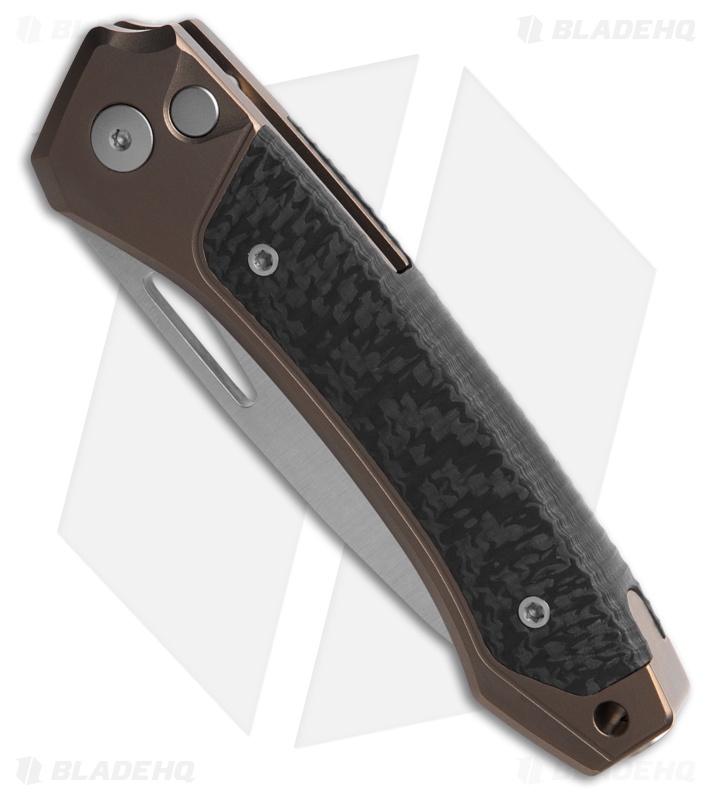 LionSteel Twain MagnaCut Button Lock Knife Bronze/Carbon Fiber (3" Satin) TWBRCF