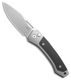 LionSteel Twain MagnaCut Button Lock Knife Titanium/Black G-10 (3" Satin)
